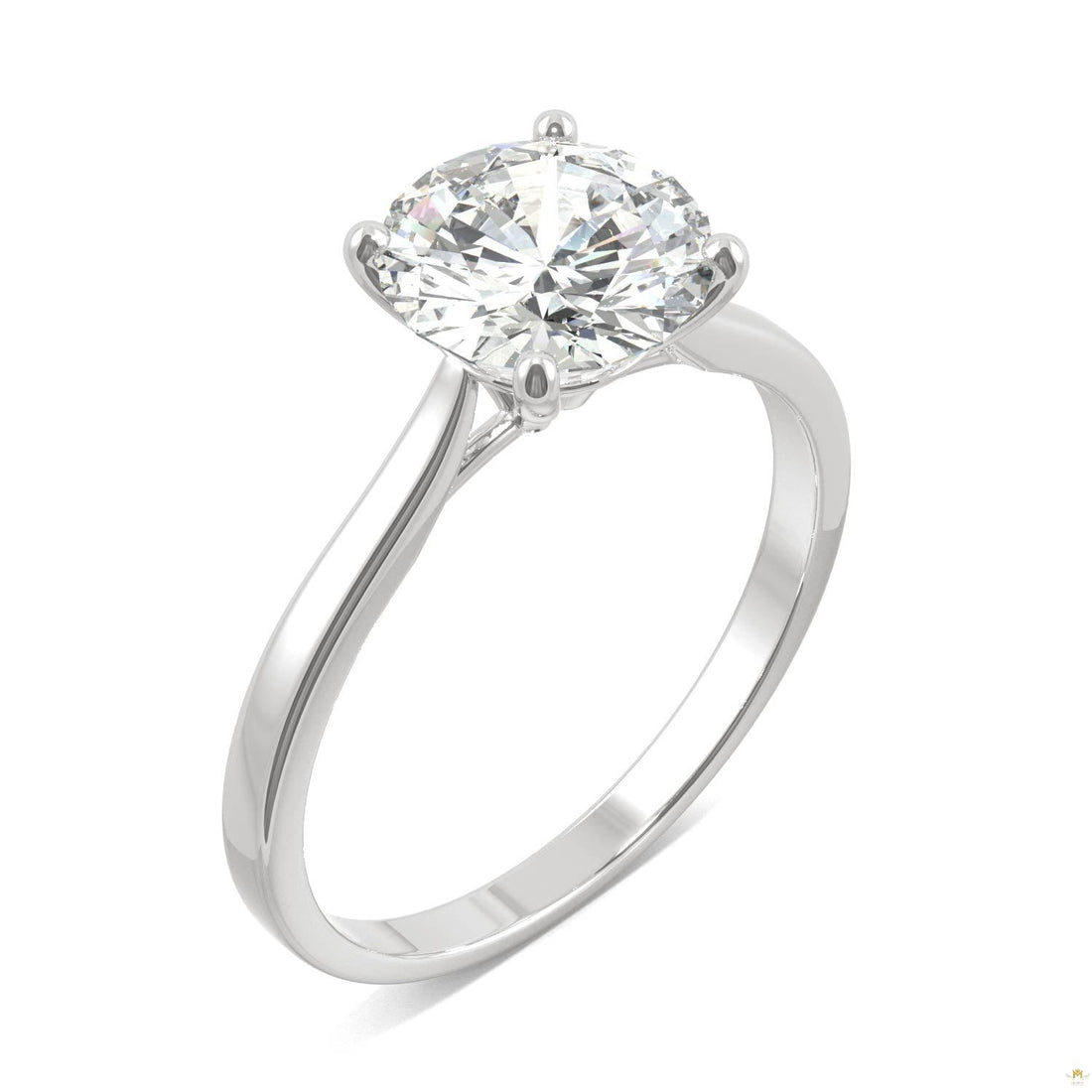 1.90 CTW   Round Moissanite Solitaire Ring in 14K White Gold