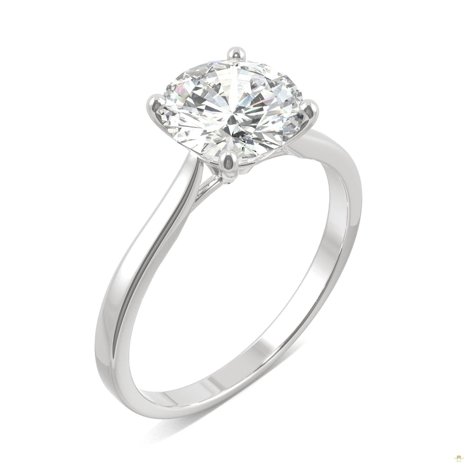 1.90 CTW   Round Moissanite Solitaire Ring in 14K White Gold