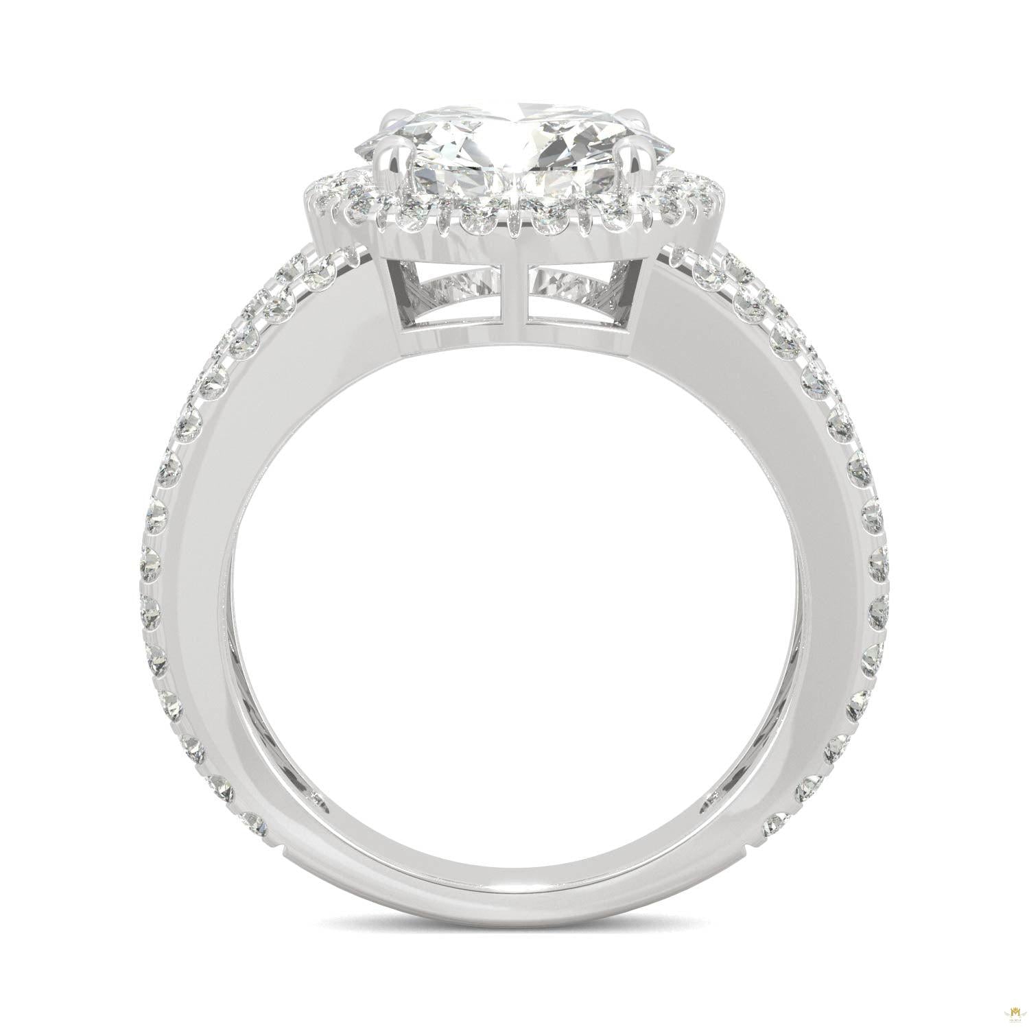 3.45 CTW   Round Moissanite Splitshank Ring in 14K White Gold