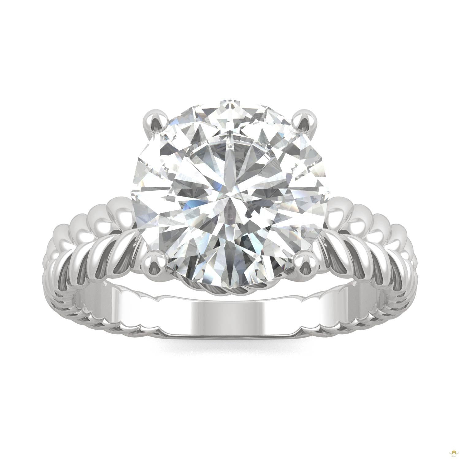 2.70 CTW   Round Moissanite Engagement Ring in 14K White Gold
