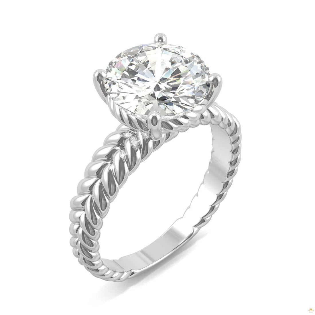 2.70 CTW   Round Moissanite Engagement Ring in 14K White Gold