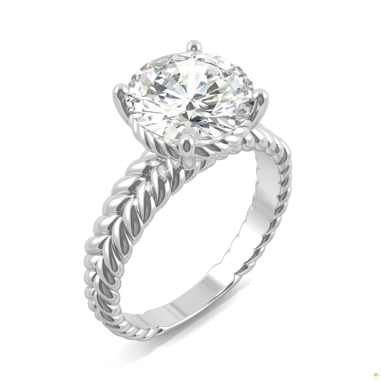 2.70 CTW   Round Moissanite Engagement Ring in 14K White Gold
