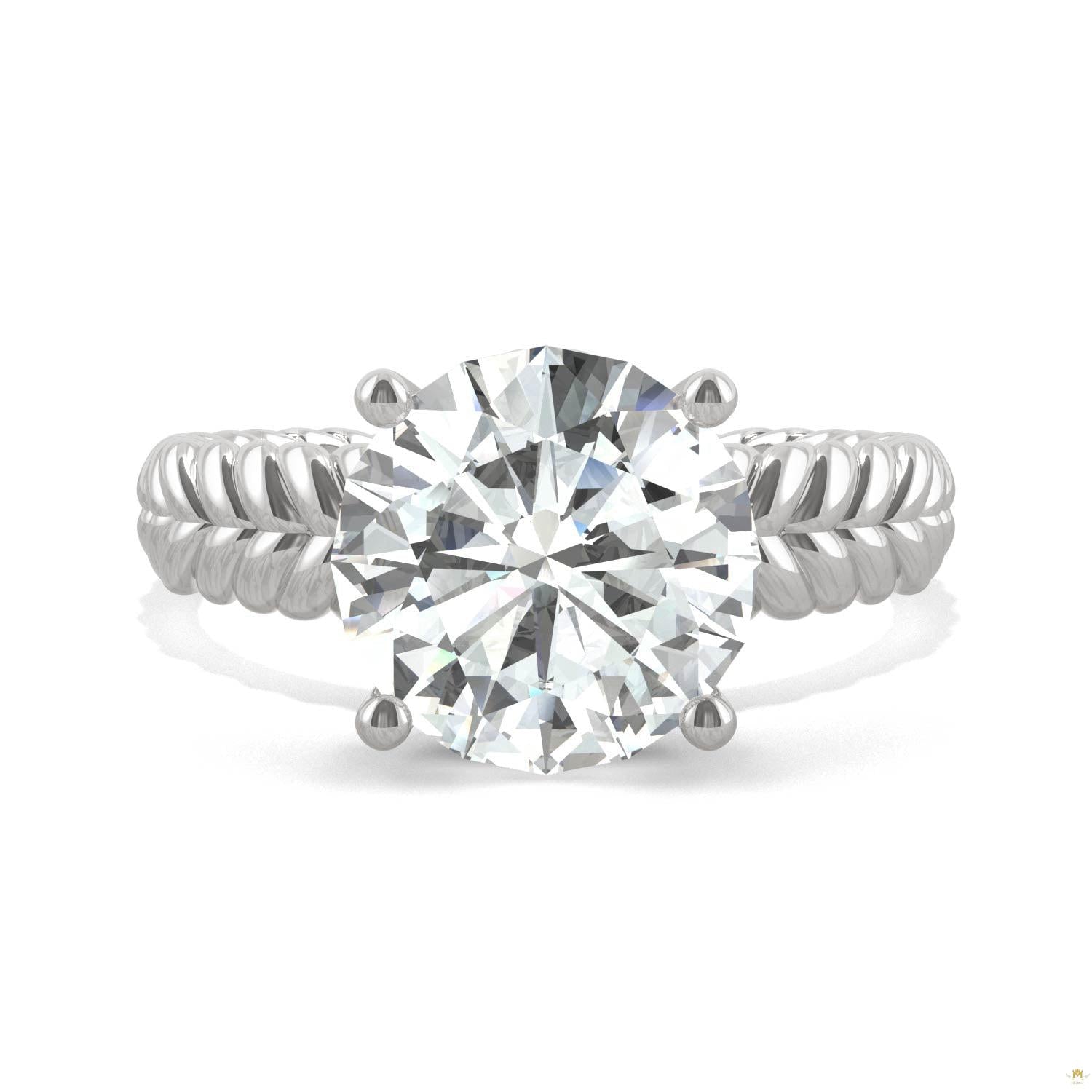 2.70 CTW   Round Moissanite Engagement Ring in 14K White Gold