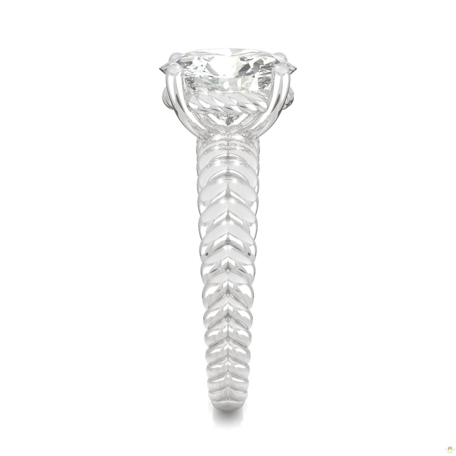 2.70 CTW   Round Moissanite Engagement Ring in 14K White Gold