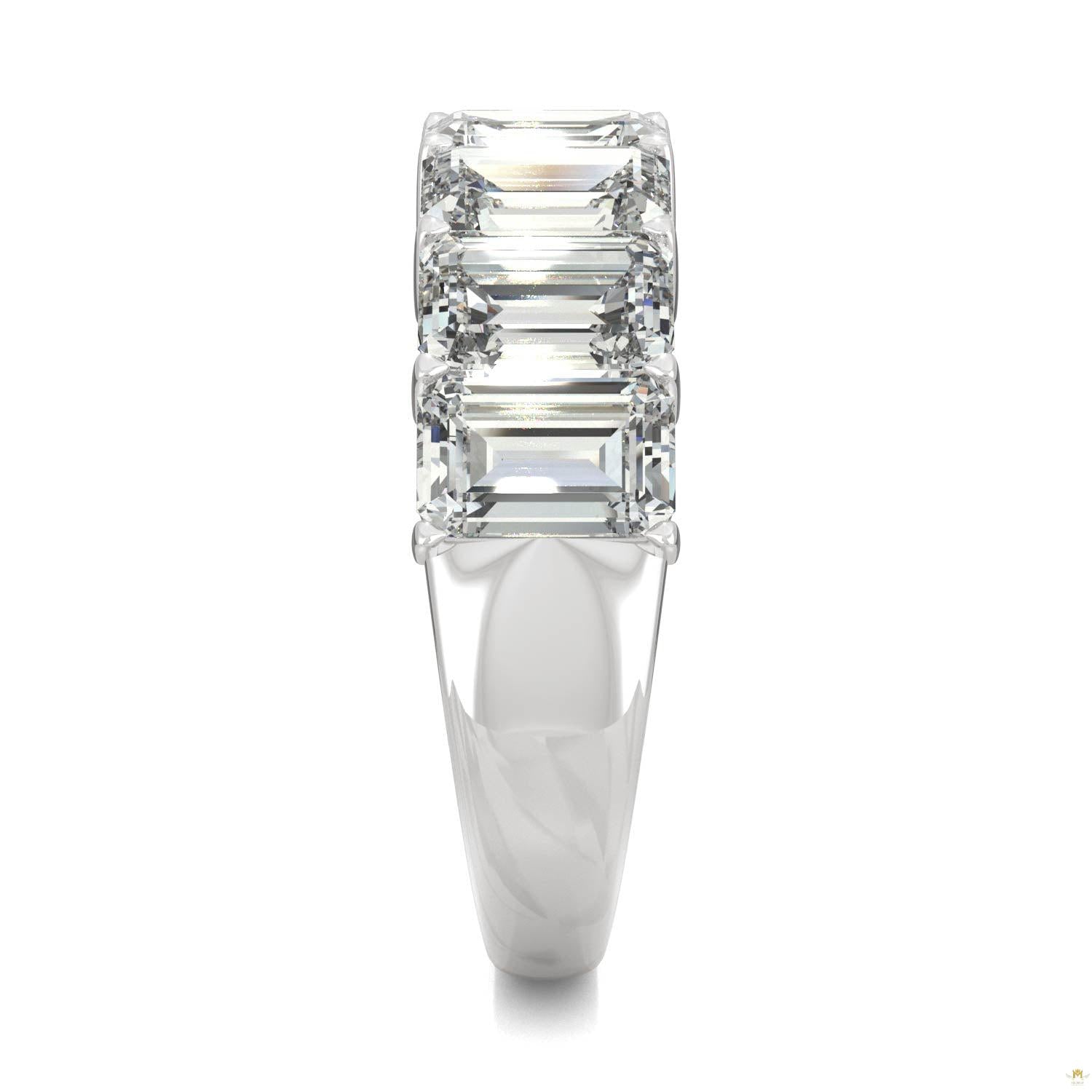 4.06 CTW   Emerald Moissanite Seven Stone Ring in 14K White Gold