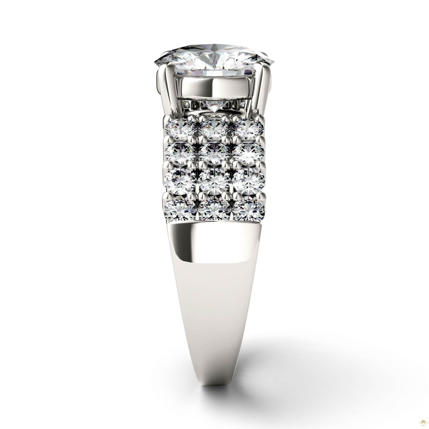 2.92 CTW   Round Moissanite Engagement Ring in 14K White Gold