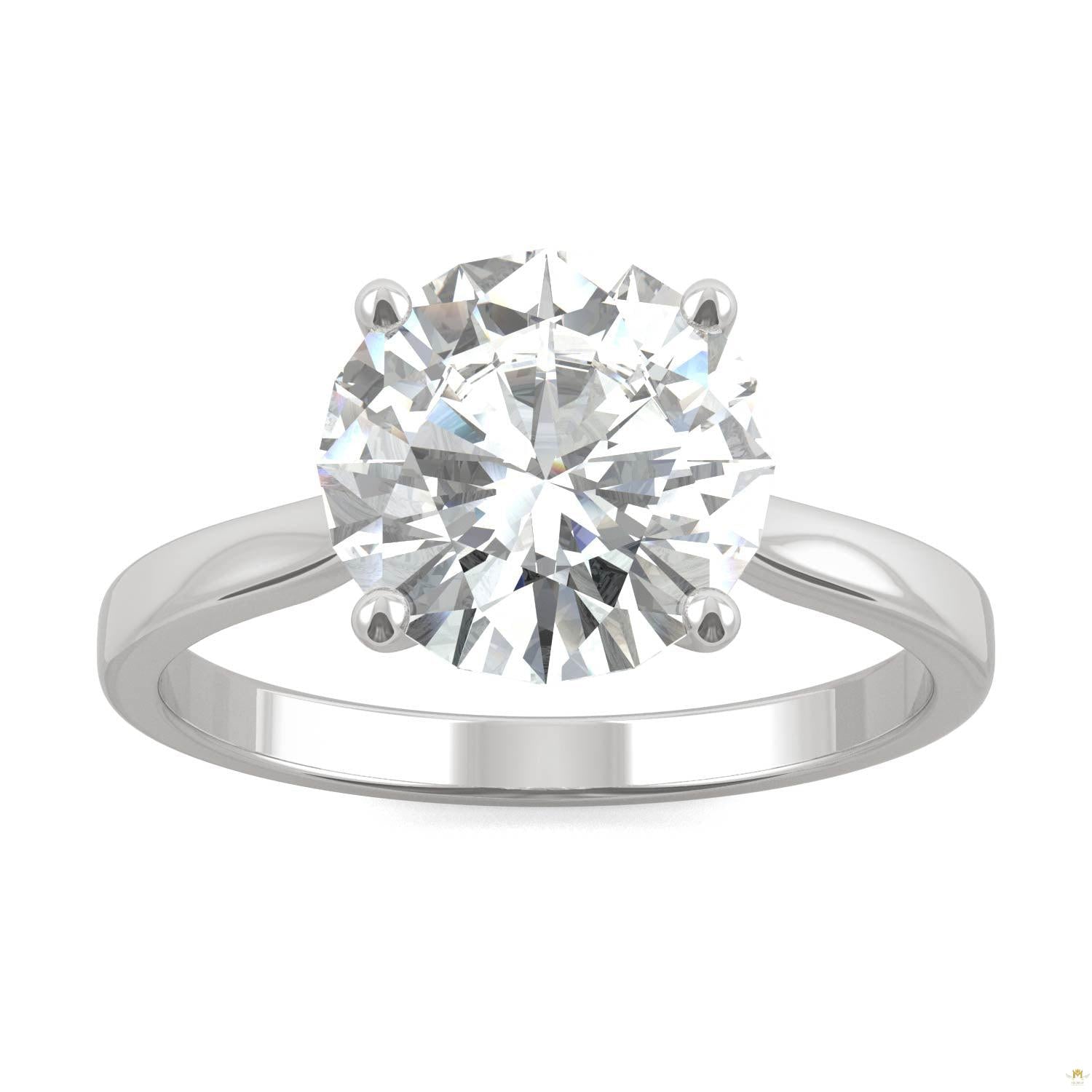2.70 CTW   Round Moissanite Solitaire Ring in 14K White Gold