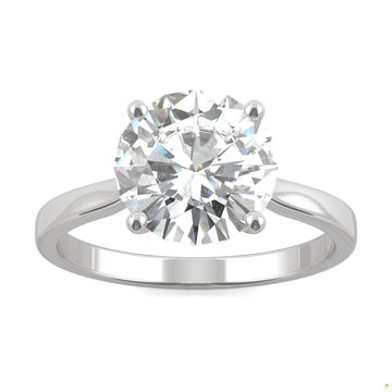 2.70 CTW   Round Moissanite Solitaire Ring in 14K White Gold