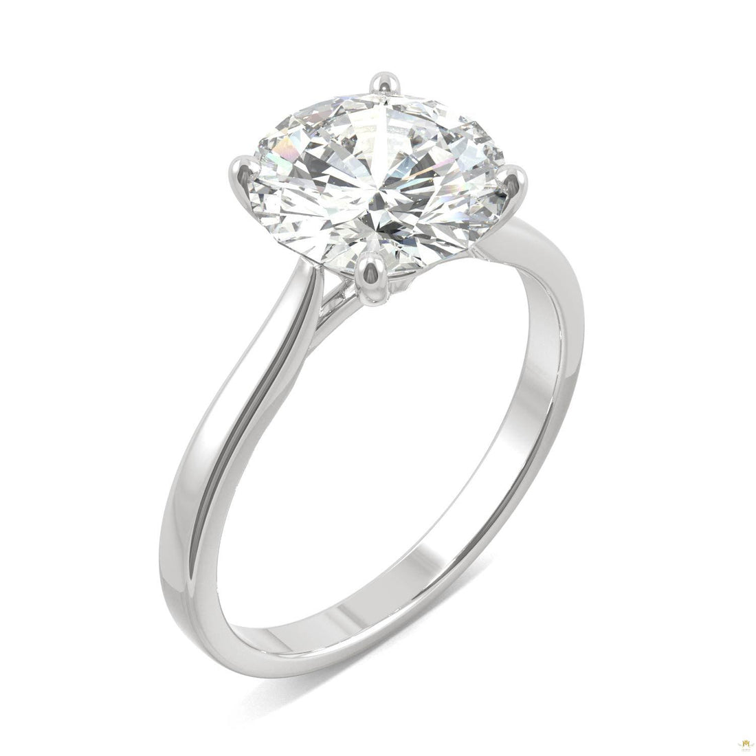 2.70 CTW   Round Moissanite Solitaire Ring in 14K White Gold
