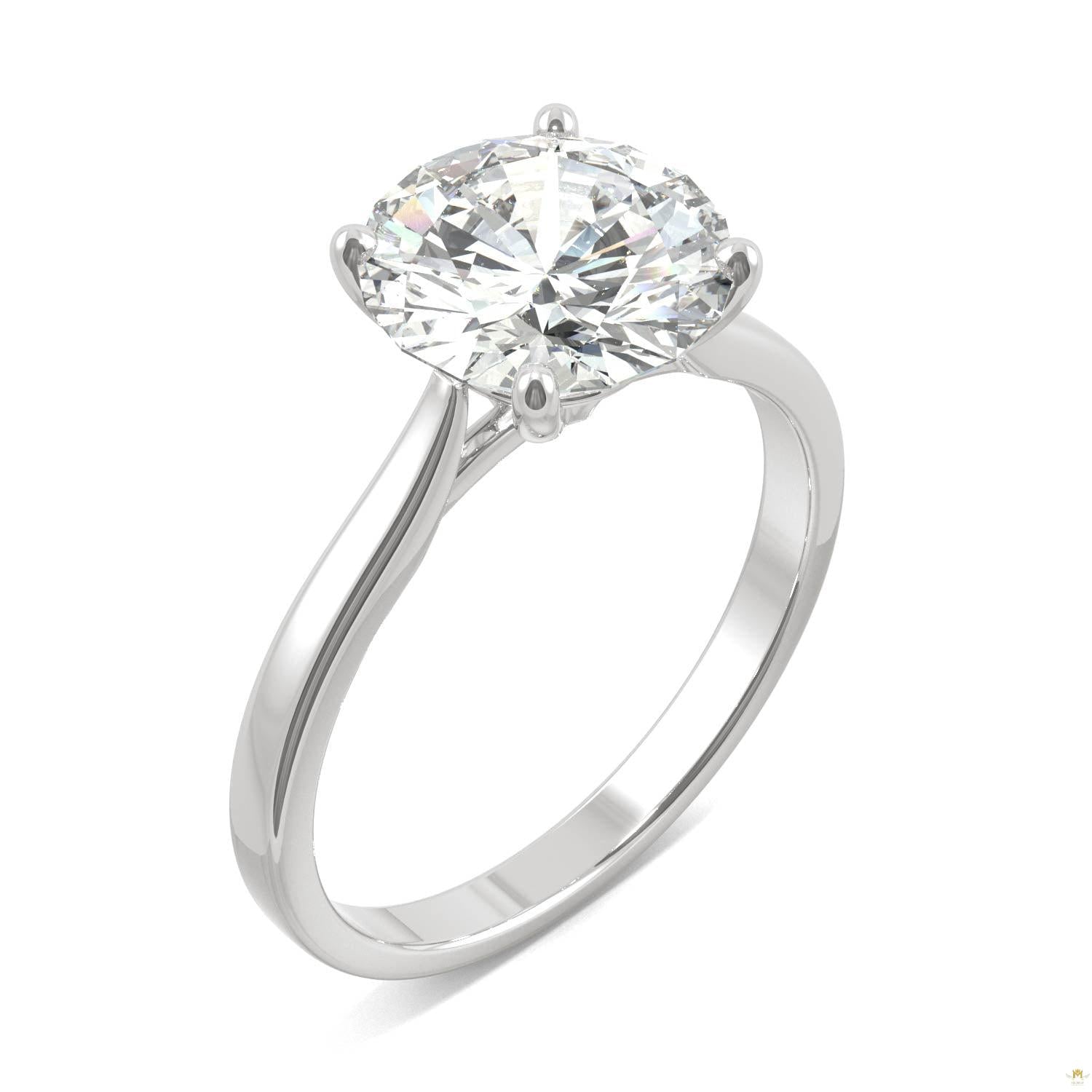 2.70 CTW   Round Moissanite Solitaire Ring in 14K White Gold