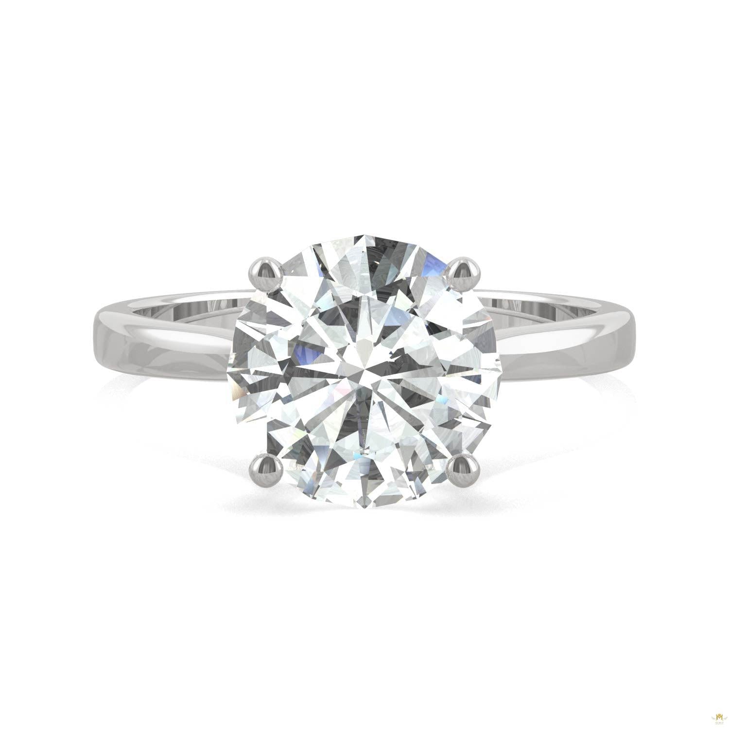 2.70 CTW   Round Moissanite Solitaire Ring in 14K White Gold