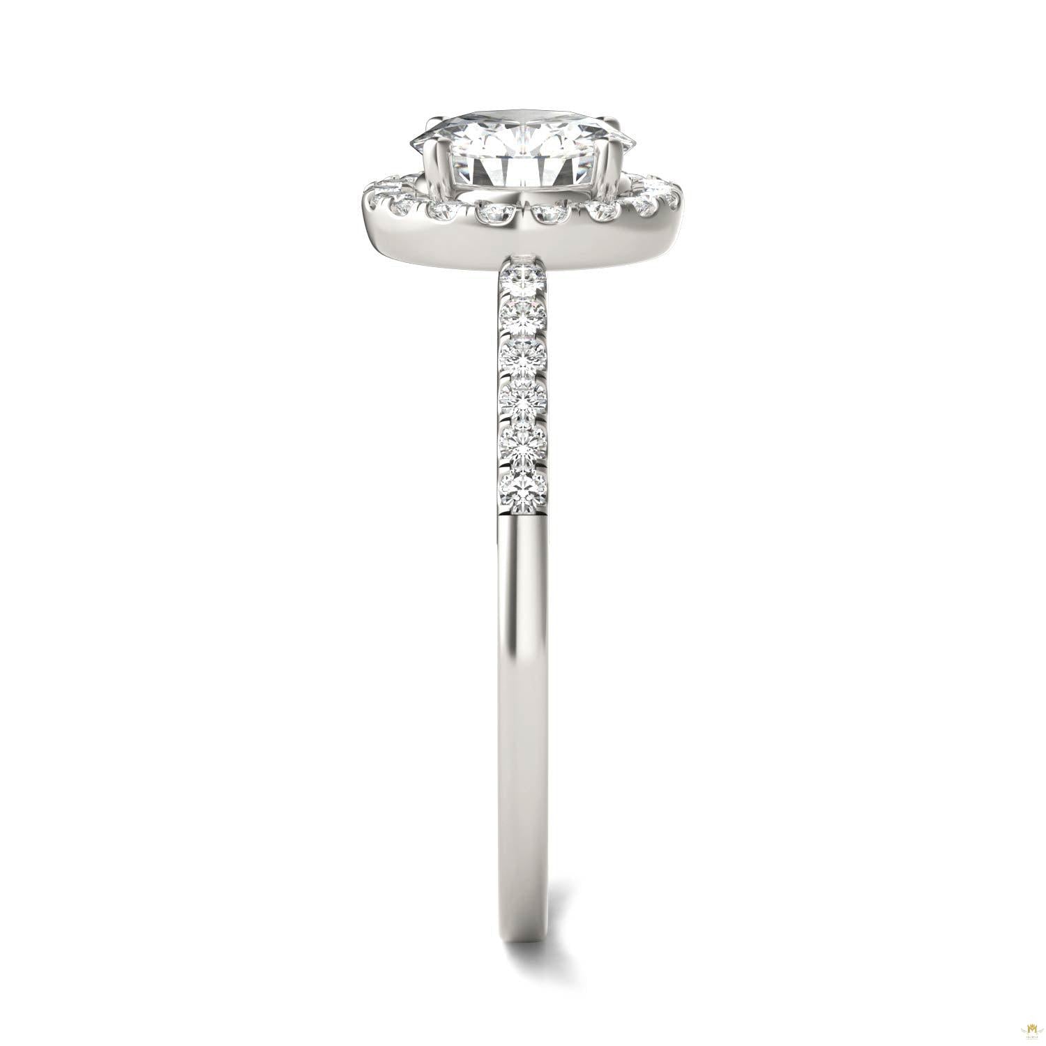 1.30 CTW   Round Moissanite Halo Ring in 14K White Gold