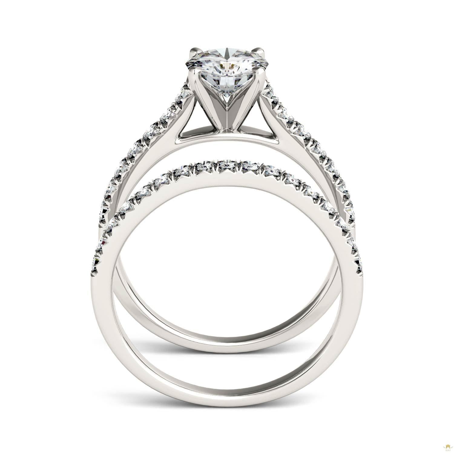 1.61 CTW   Round Moissanite Bridal Set in 14K White Gold