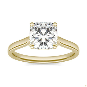 2.00 CTW   Cushion Moissanite Engagement Ring in 14K Yellow Gold