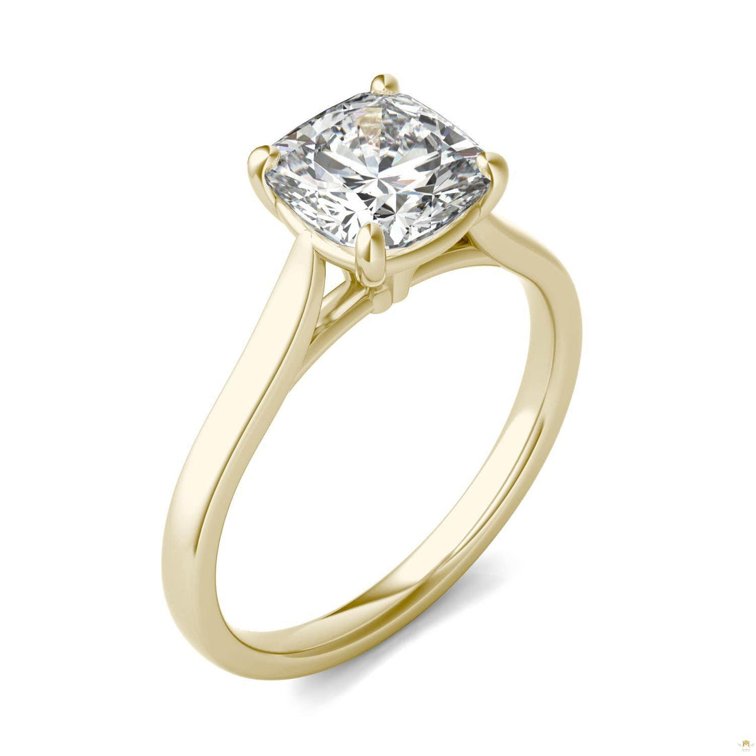 2.00 CTW   Cushion Moissanite Engagement Ring in 14K Yellow Gold