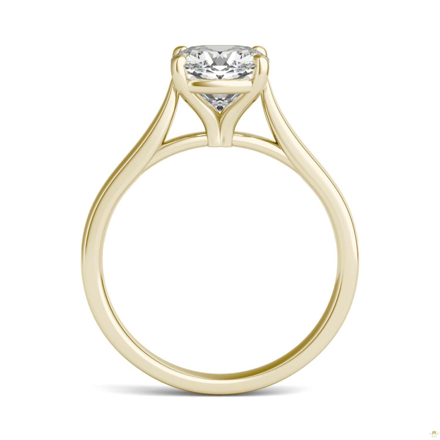 2.00 CTW   Cushion Moissanite Engagement Ring in 14K Yellow Gold