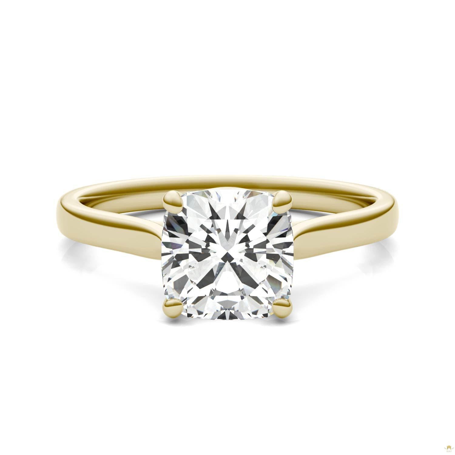 2.00 CTW   Cushion Moissanite Engagement Ring in 14K Yellow Gold