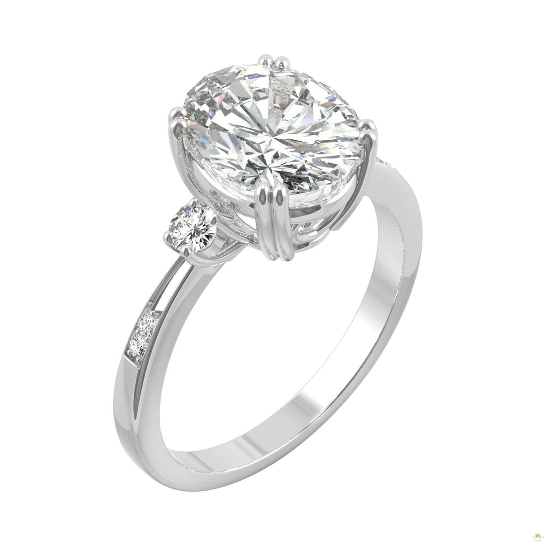 3.14 CTW   Oval Moissanite Seven Stone Ring in 14K White Gold