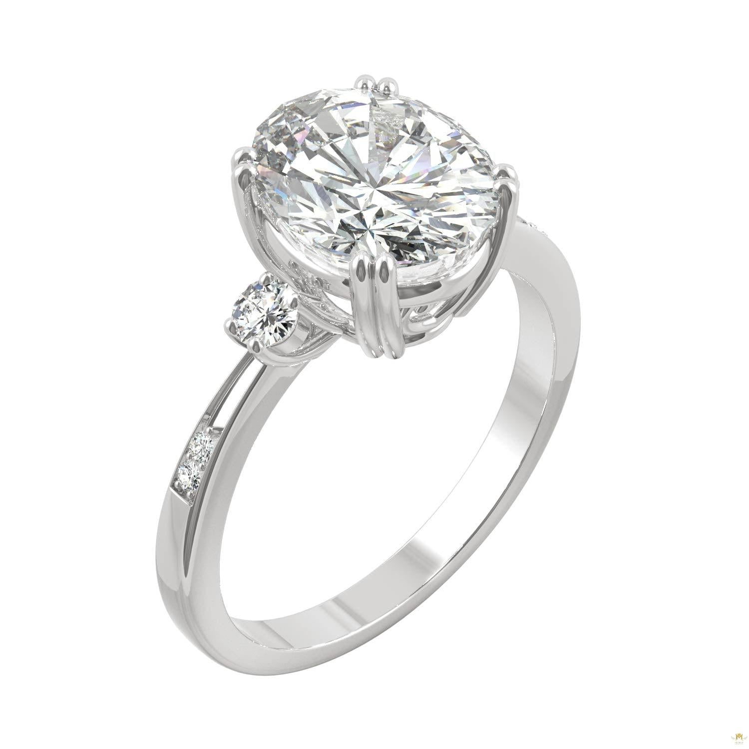 3.14 CTW   Oval Moissanite Seven Stone Ring in 14K White Gold