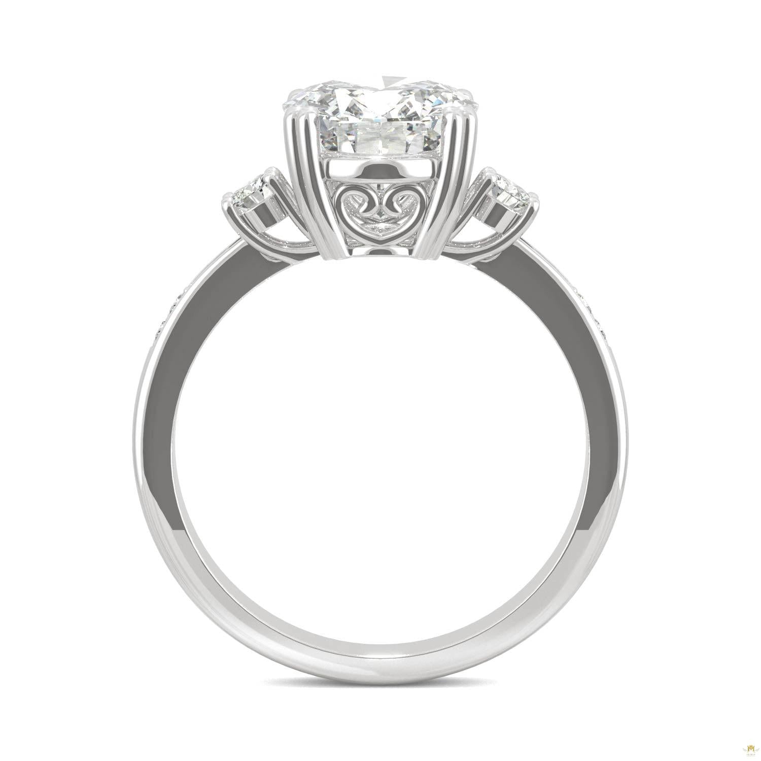 3.14 CTW   Oval Moissanite Seven Stone Ring in 14K White Gold