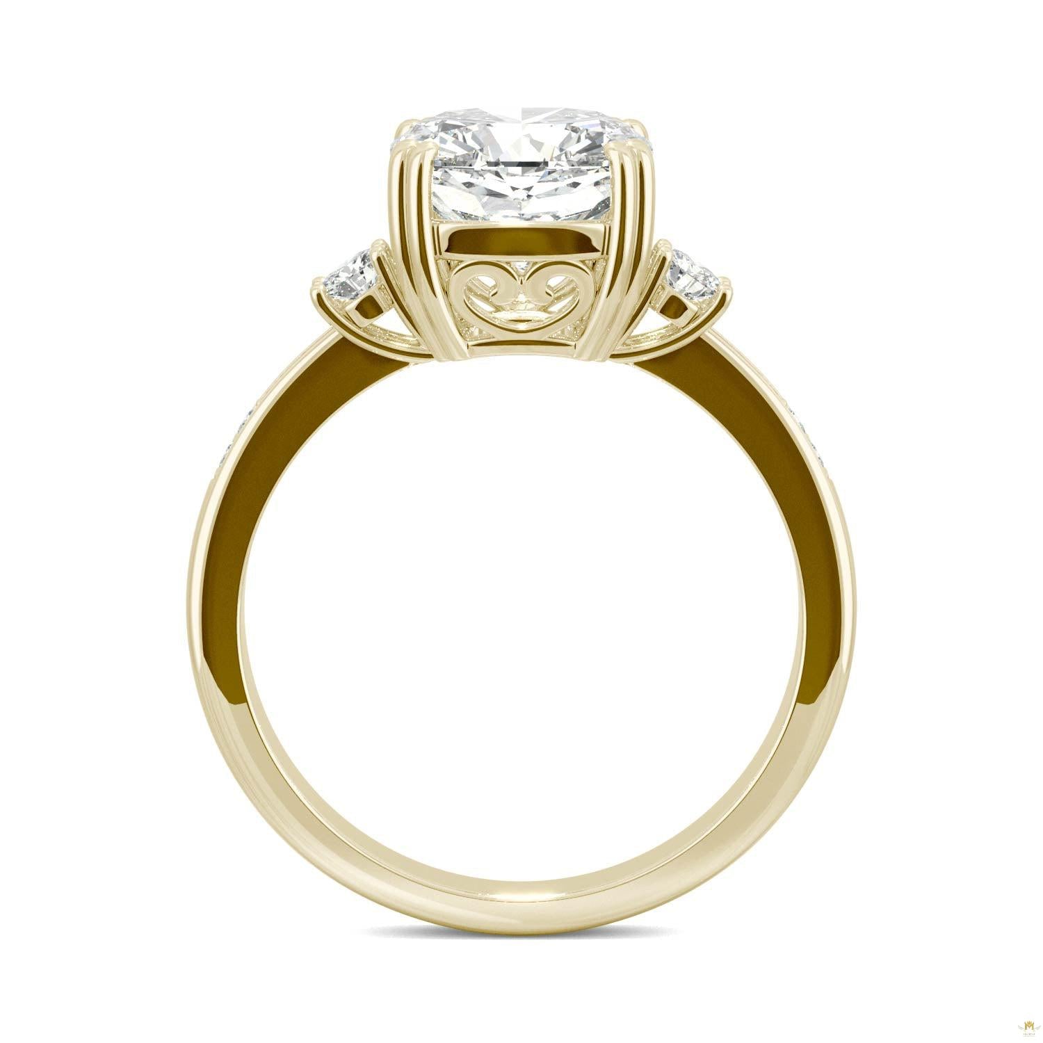 2.54 CTW   Cushion Moissanite Seven Stone Ring in 14K Yellow Gold