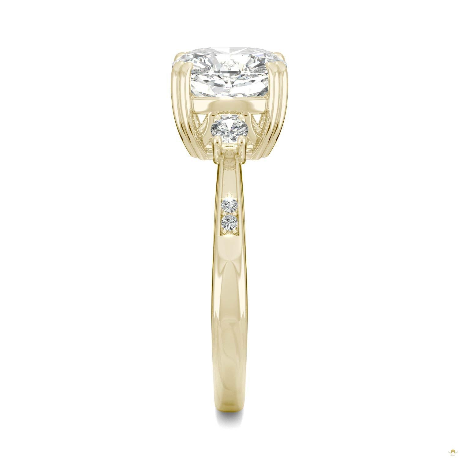 2.54 CTW   Cushion Moissanite Seven Stone Ring in 14K Yellow Gold