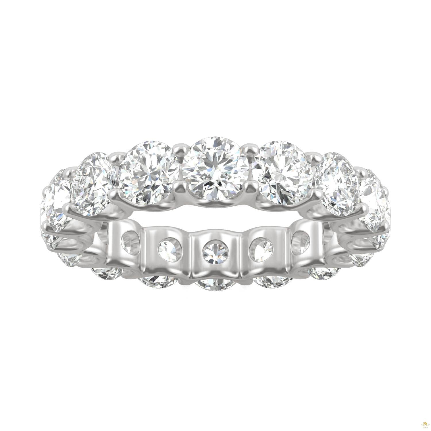 5.28 CTW   Round Moissanite Eternity Band in 14K White Gold