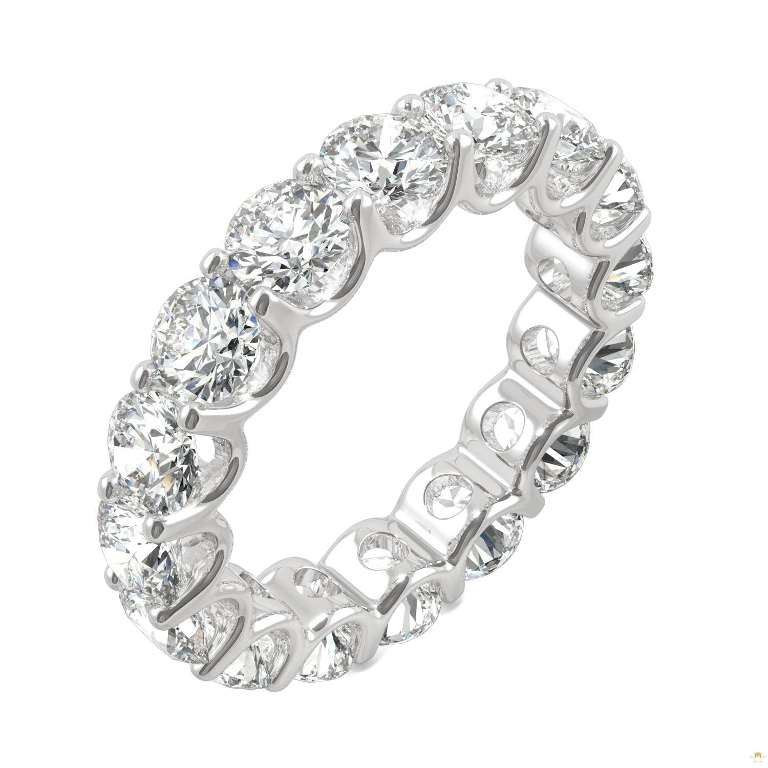 5.28 CTW   Round Moissanite Eternity Band in 14K White Gold