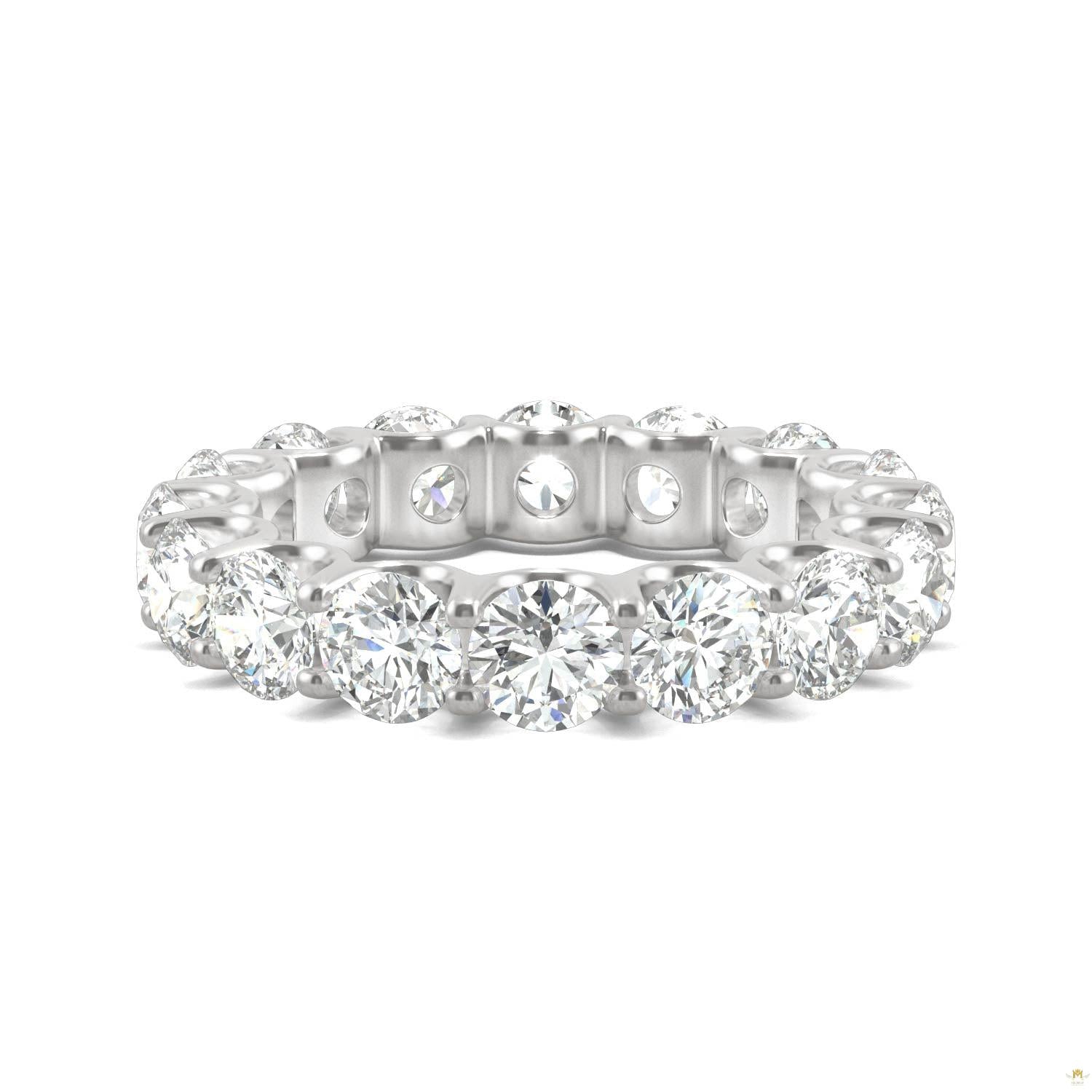 5.28 CTW   Round Moissanite Eternity Band in 14K White Gold