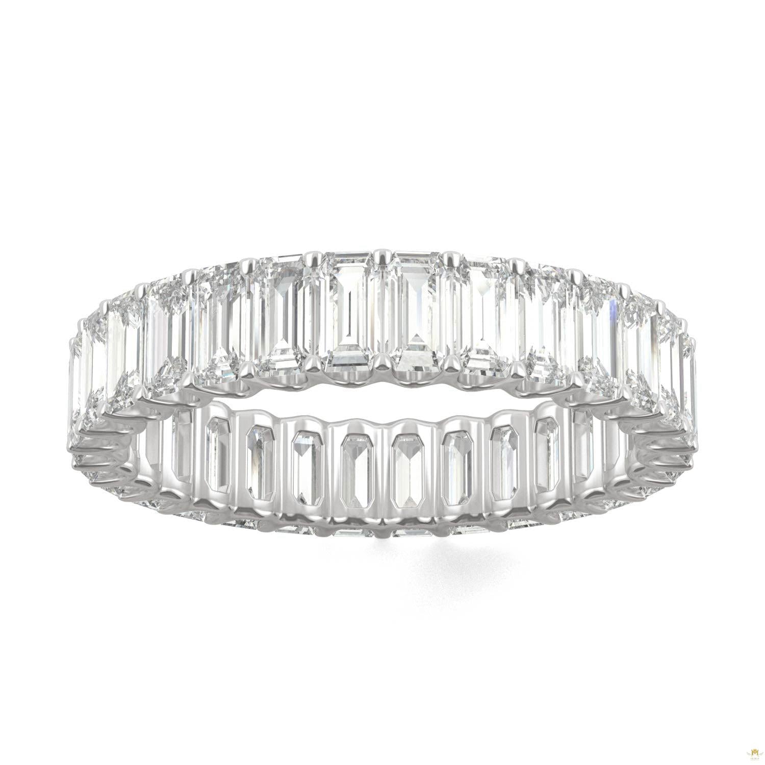 3.00 CTW   Emerald Moissanite Eternity Band in 14K White Gold