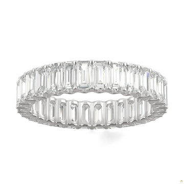 3.00 CTW   Emerald Moissanite Eternity Band in 14K White Gold
