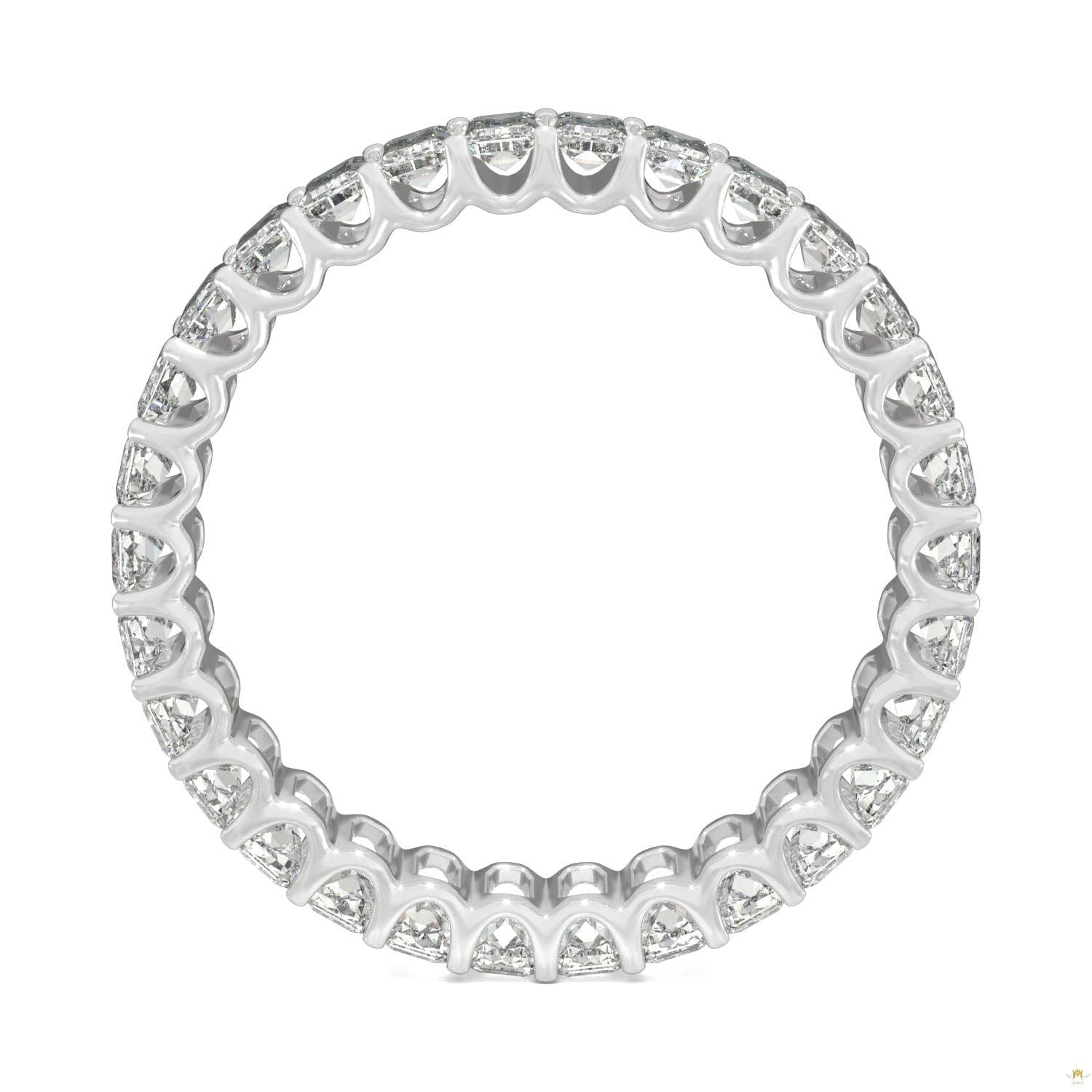 3.00 CTW   Emerald Moissanite Eternity Band in 14K White Gold