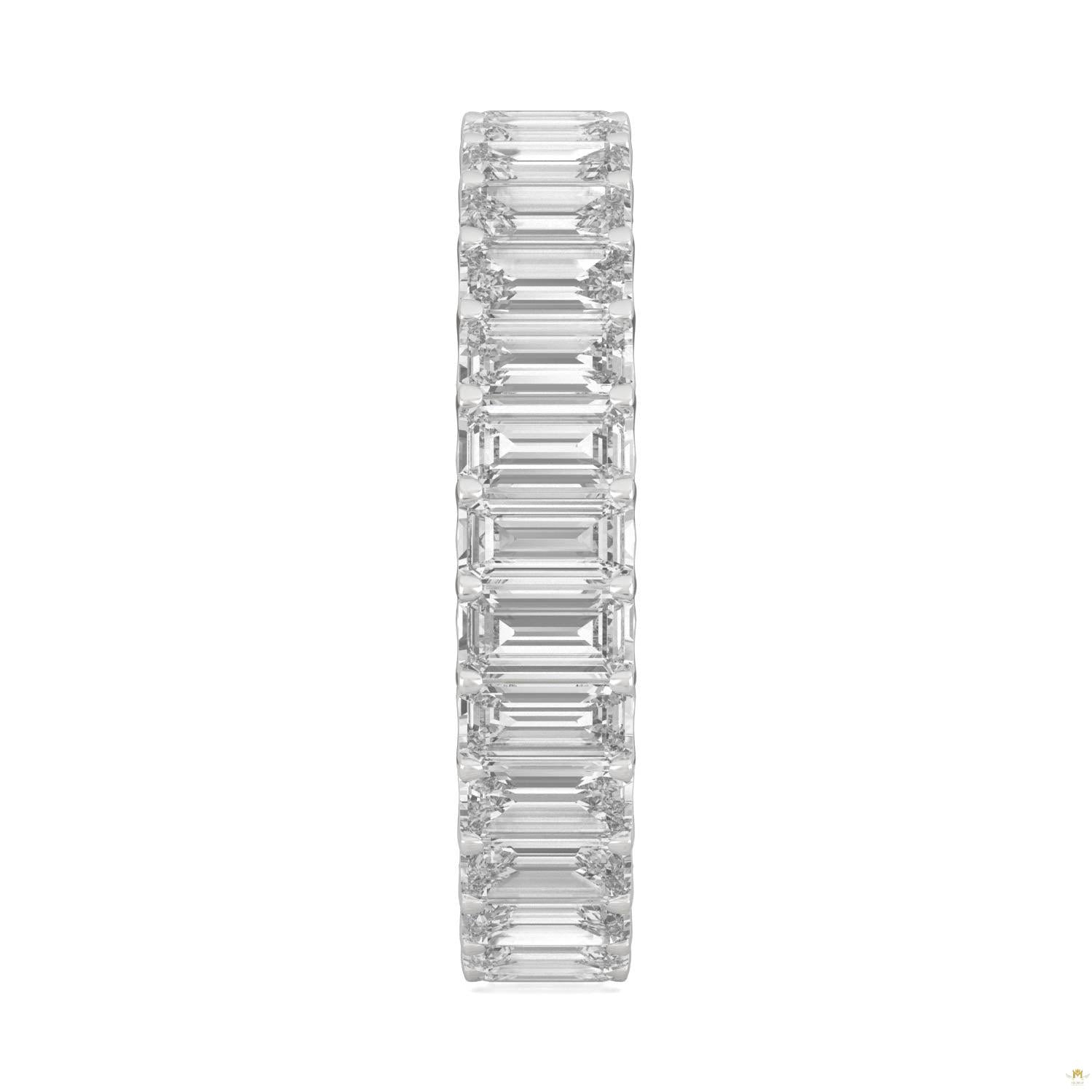 3.00 CTW   Emerald Moissanite Eternity Band in 14K White Gold