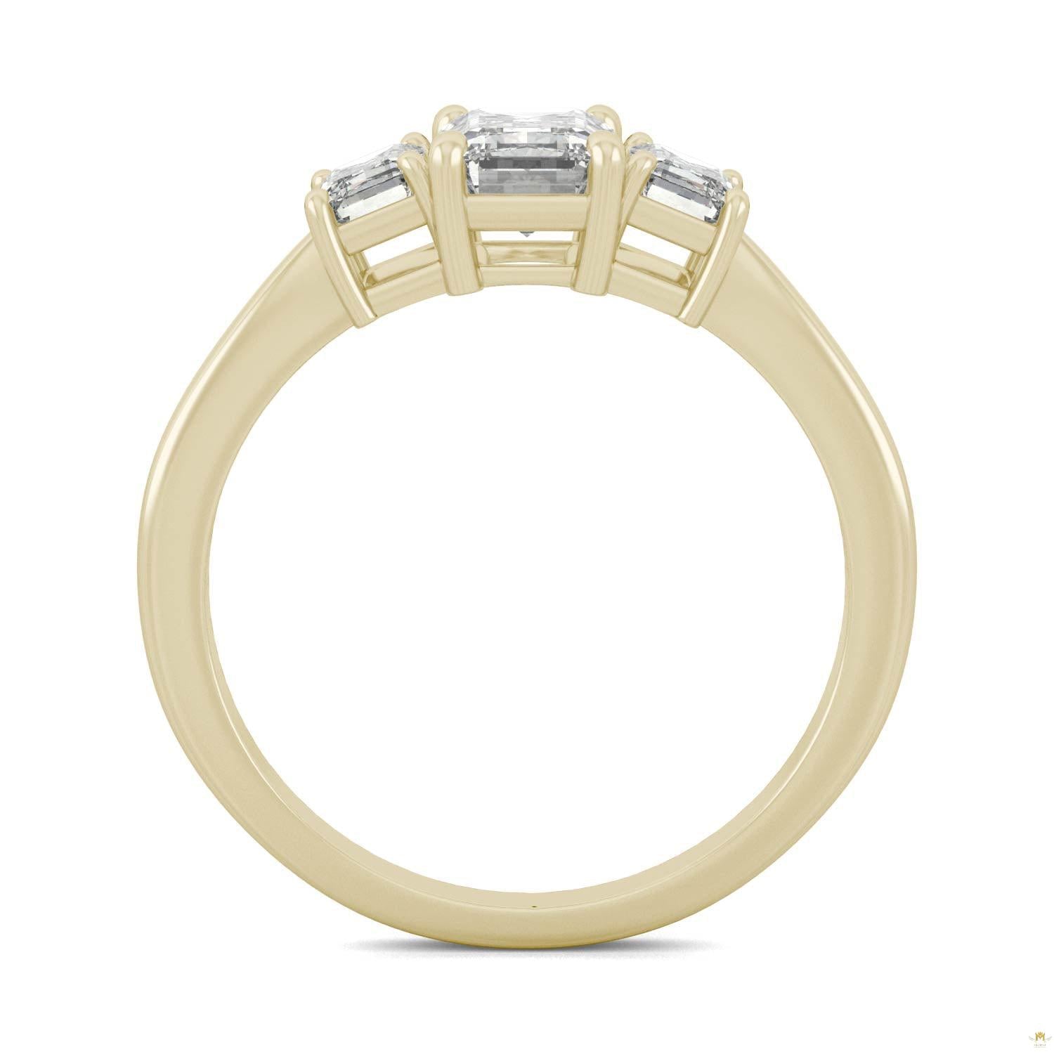 1.55 CTW   Emerald Moissanite Basket Ring in 14K Yellow Gold