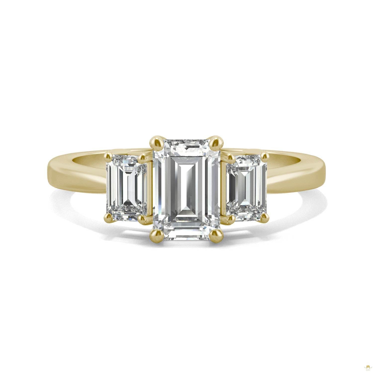 1.55 CTW   Emerald Moissanite Basket Ring in 14K Yellow Gold