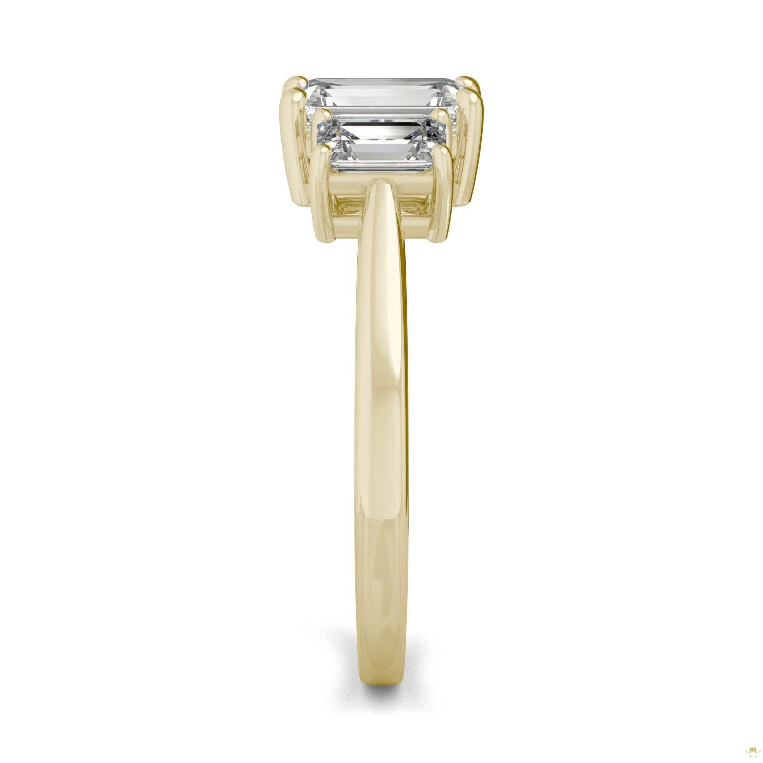 1.55 CTW   Emerald Moissanite Basket Ring in 14K Yellow Gold