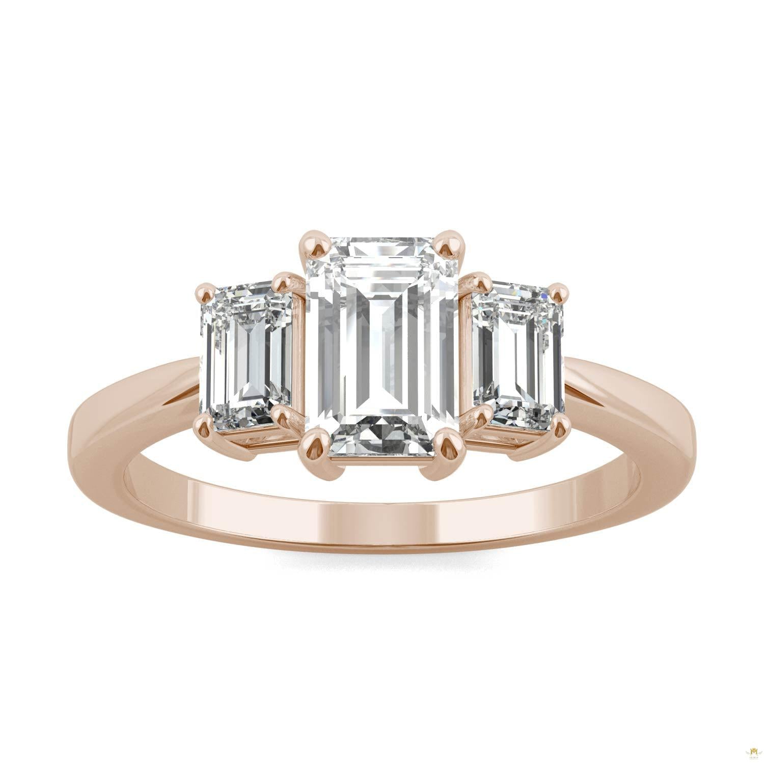 1.55 CTW   Emerald Moissanite Basket Ring in 14K Rose Gold