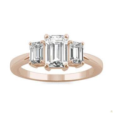 1.55 CTW   Emerald Moissanite Basket Ring in 14K Rose Gold