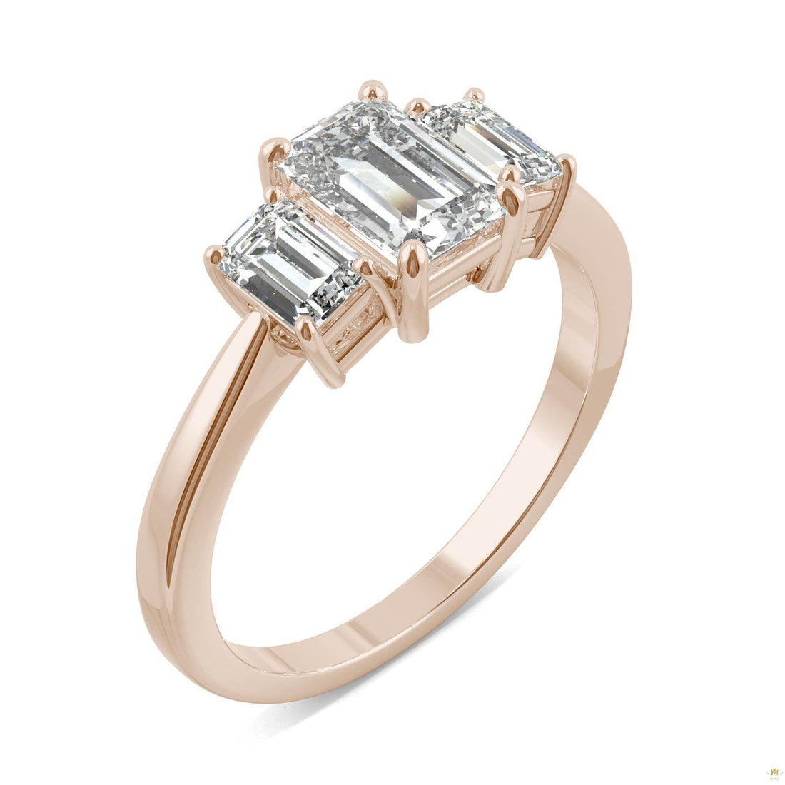 1.55 CTW   Emerald Moissanite Basket Ring in 14K Rose Gold