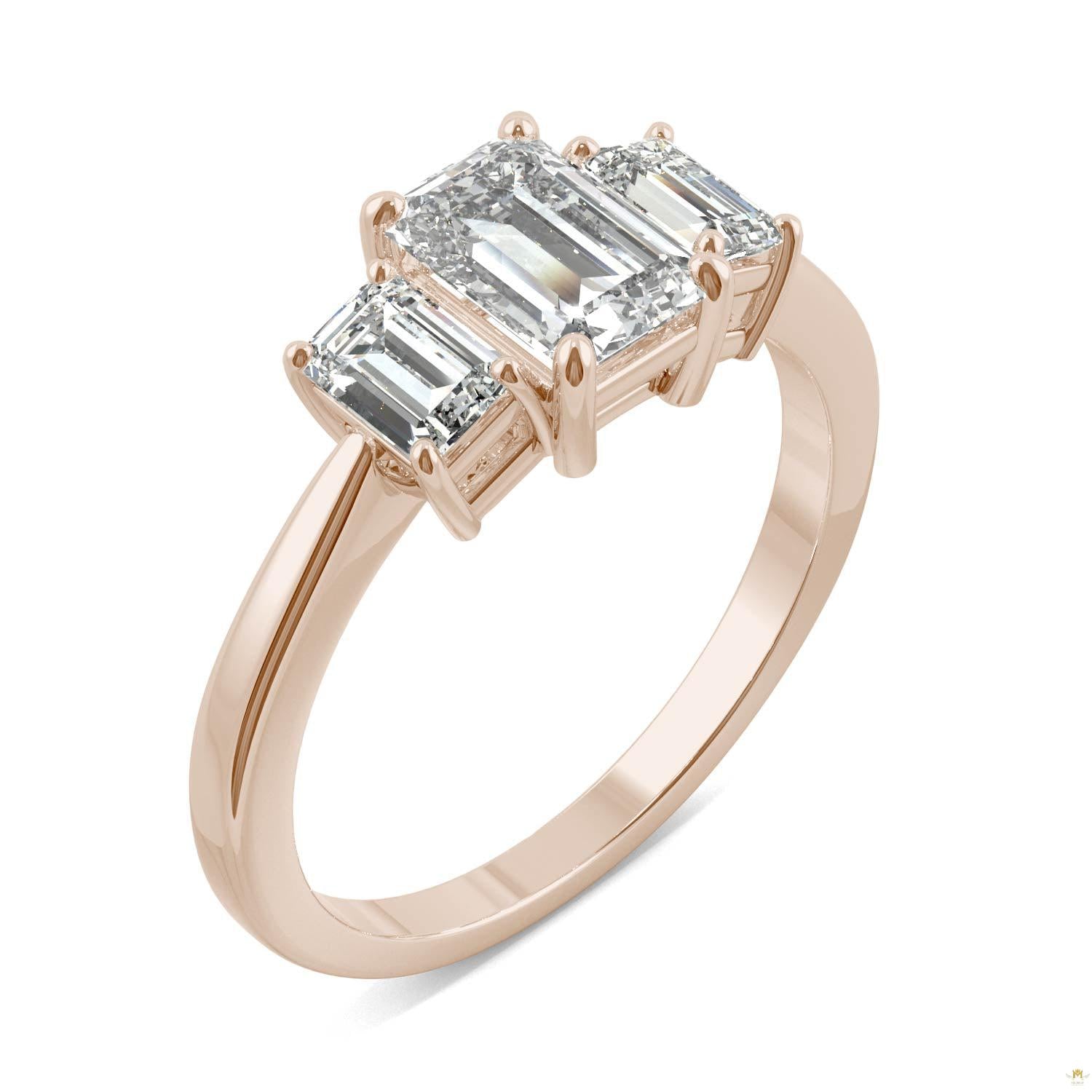 1.55 CTW   Emerald Moissanite Basket Ring in 14K Rose Gold