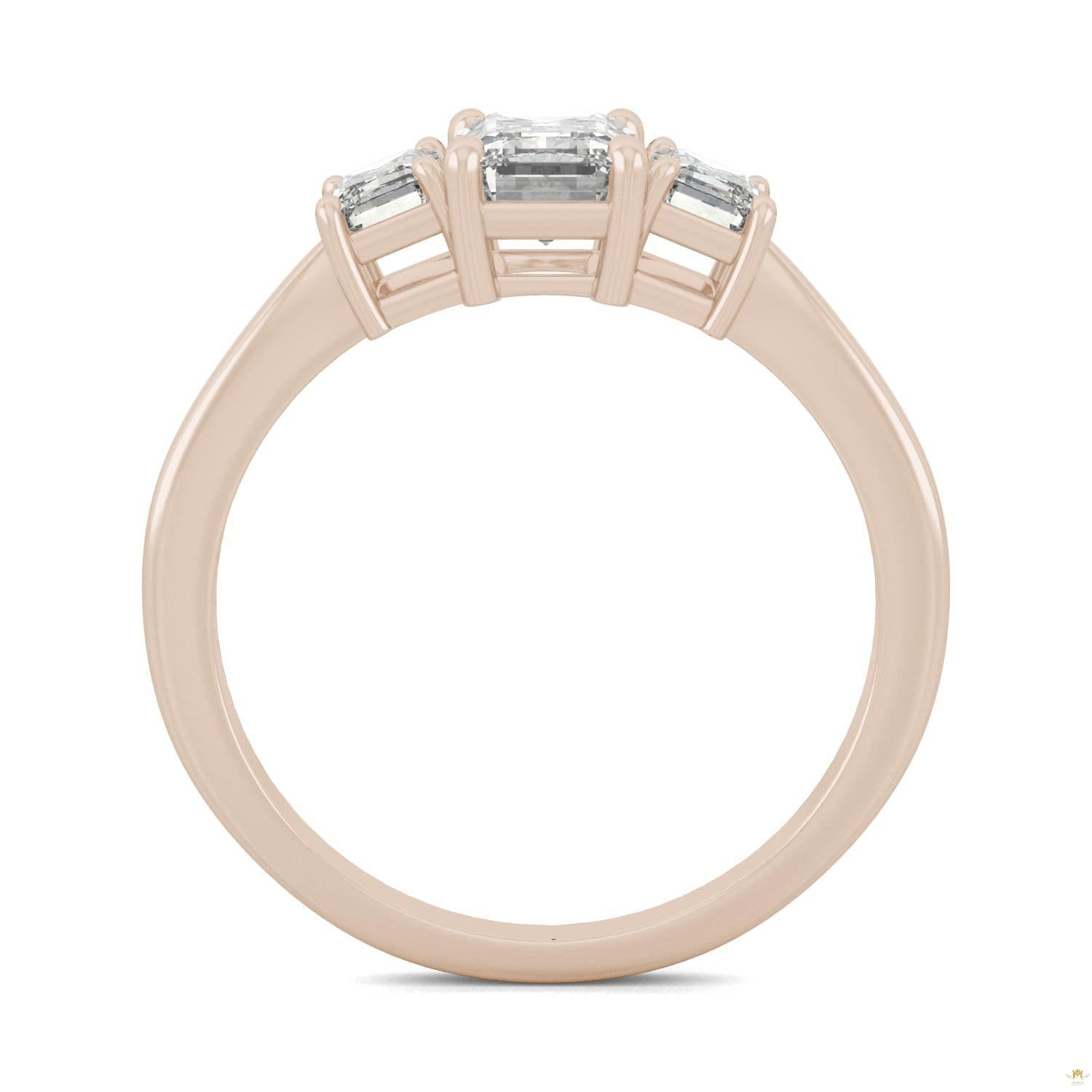 1.55 CTW   Emerald Moissanite Basket Ring in 14K Rose Gold