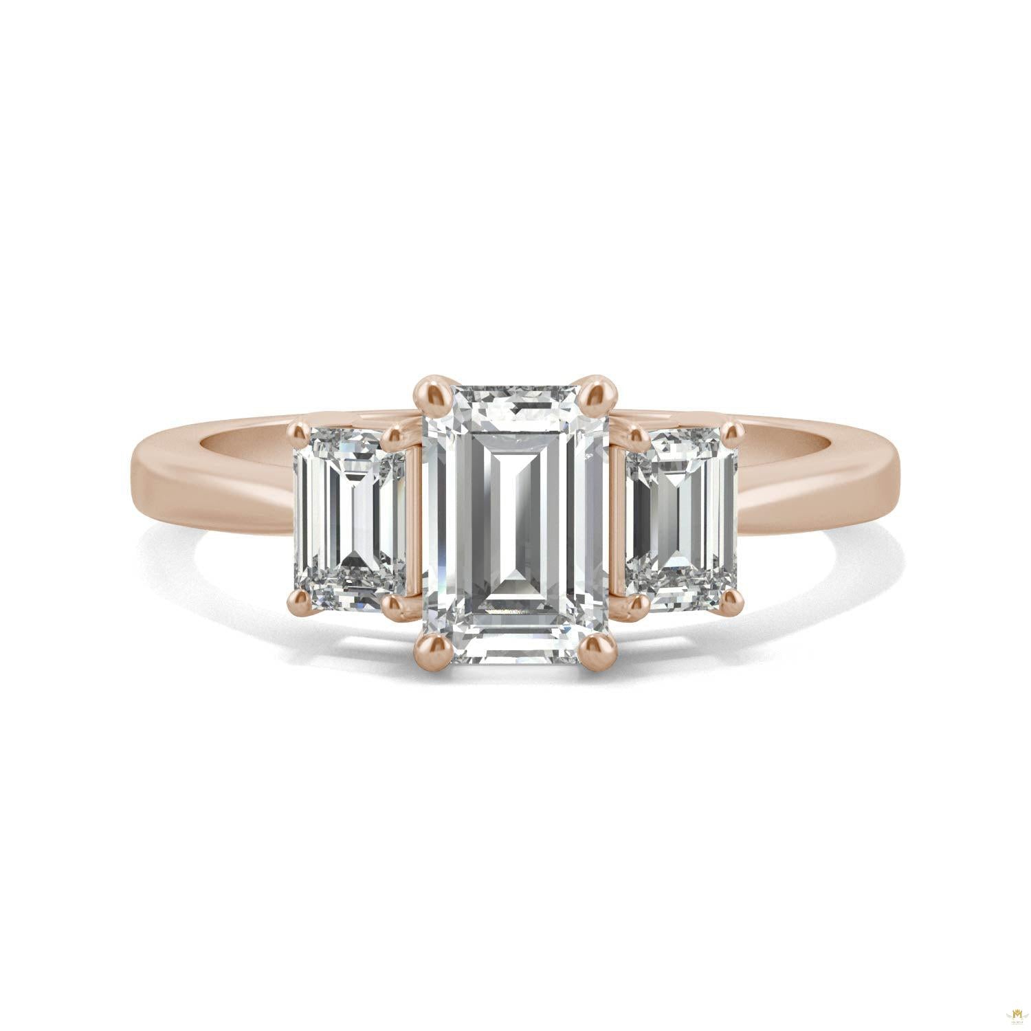 1.55 CTW   Emerald Moissanite Basket Ring in 14K Rose Gold