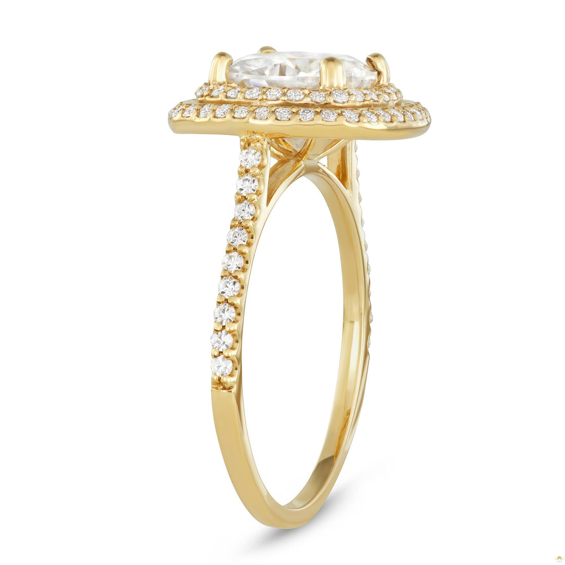 2.90 CTW   Cushion Moissanite Halo Ring in 14K Yellow Gold
