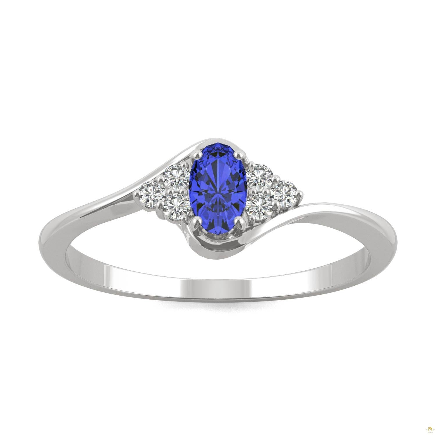 0.37 CTW   Oval Sapphire Bypass Ring in 14K White Gold