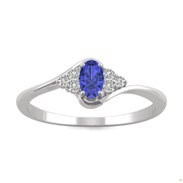 0.37 CTW   Oval Sapphire Bypass Ring in 14K White Gold