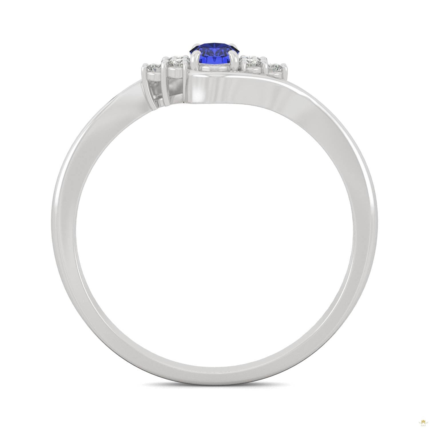 0.37 CTW   Oval Sapphire Bypass Ring in 14K White Gold
