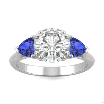 3.00 CTW   Round Moissanite Engagement Ring in 14K White Gold