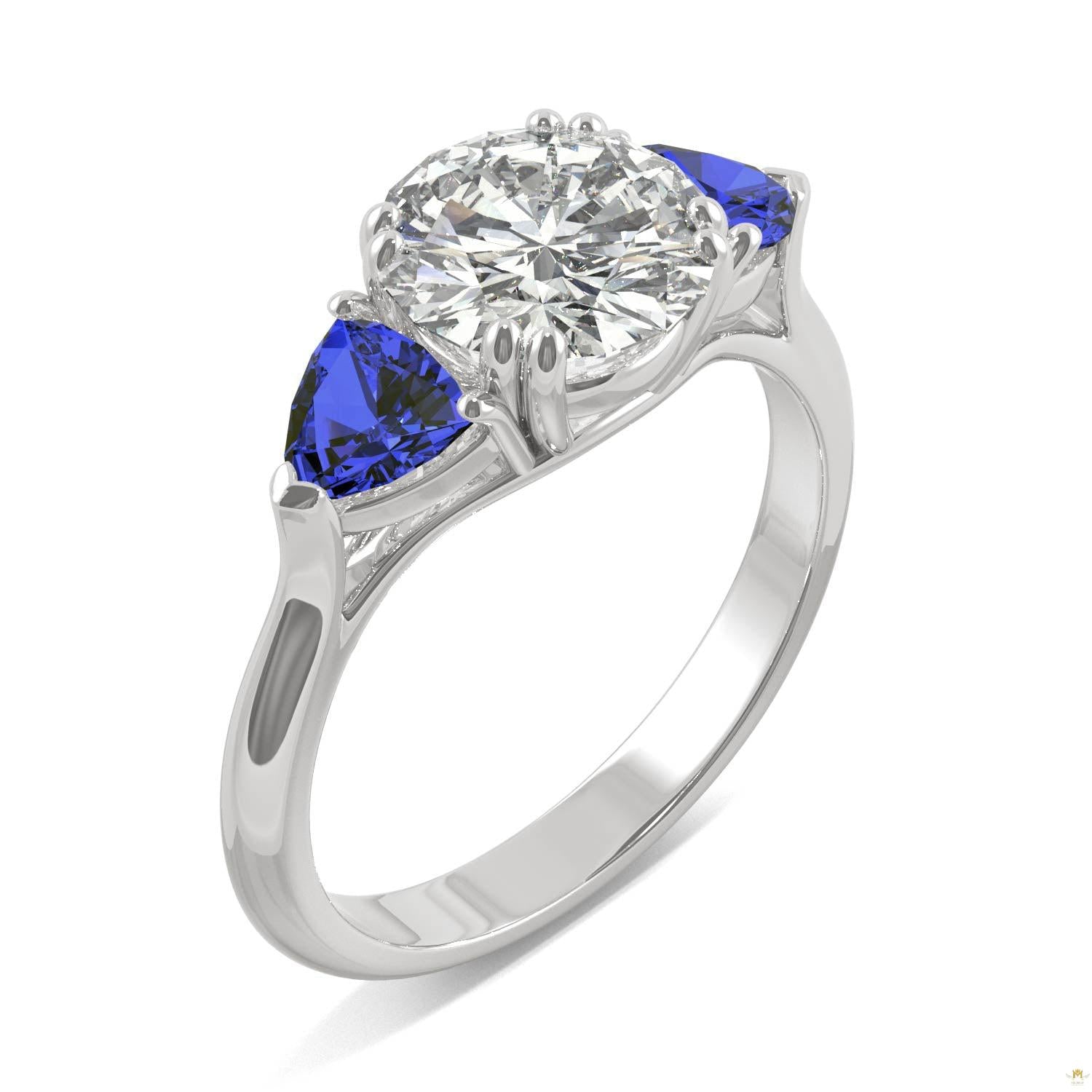 3.00 CTW   Round Moissanite Engagement Ring in 14K White Gold
