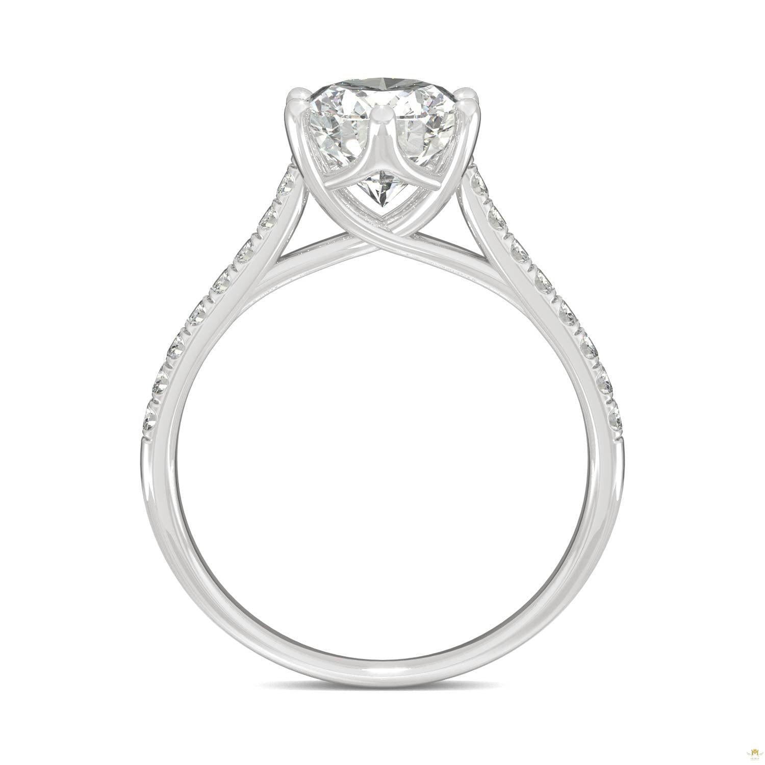 2.34 CTW   Oval Moissanite Engagement Ring in 14K White Gold