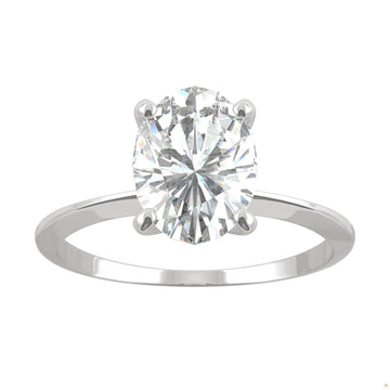 2.10 CTW   Oval Moissanite Engagement Ring in 14K White Gold
